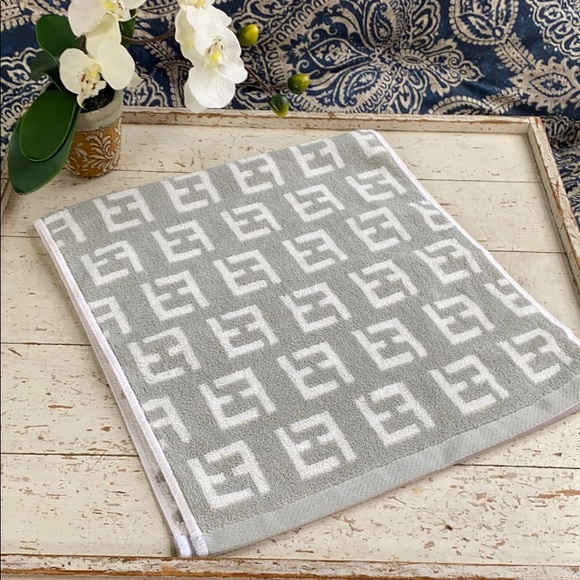 FENDI “Like” Hand Towel NWT Sage & White - Picture 2 of 3